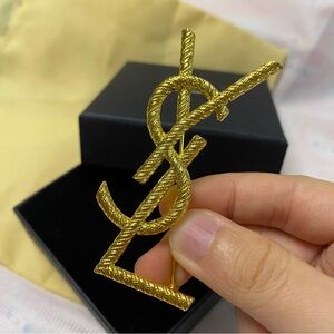 Yves Saint Laurent Gold Ys| Lettering Party Dress Brooch